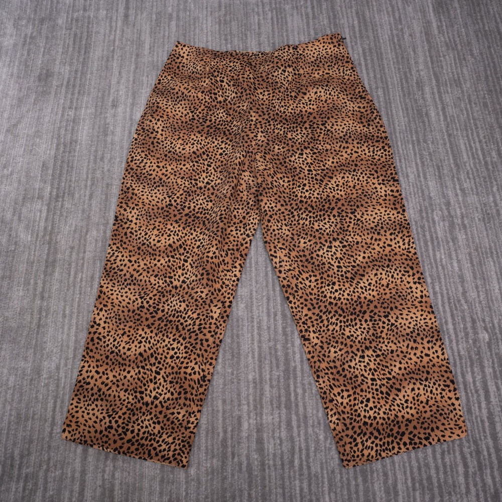 Briggs New York Pants Womens 14 Brown Leopard Print Wide Leg Crop Excellent